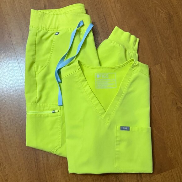 Figs Pants - Figs Citrine Set Zamora Jogger S Catarina top XS Yellow Neon Limited Edition